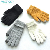 Soe 16-aastane talv puutetundliku ekraaniga kindad, poiss, tüdruk, paksud, soojad kootud venivad kindad, akrüülist täissõrmega välissuusakindad