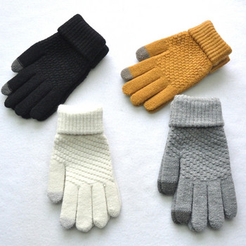 Warmom for 16Y Winter Touch Screen Gloves Boy Girl Thicken Warm Knitted Stretch Gloves Ακρυλικά γάντια για σκι εξωτερικού χώρου με πλήρες δάχτυλο