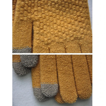 Warmom for 16Y Зимни ръкавици със сензорен екран Момче Момиче Удебелени Топли плетени еластични ръкавици Акрилни ръкавици за ски с пълен пръст на открито