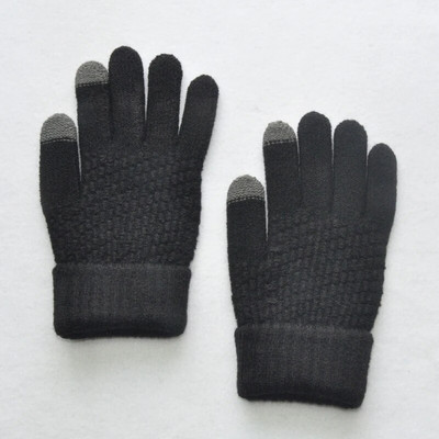 Soe 16-aastane talv puutetundliku ekraaniga kindad, poiss, tüdruk, paksud, soojad kootud venivad kindad, akrüülist täissõrmega välissuusakindad