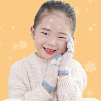 Warmom Нова мода Детски ръкавици Сладко анимационно зайче Есен и зима Топли плетени ръкавици Бебешки детски аксесоари
