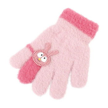 Warmom Нова мода Детски ръкавици Сладко анимационно зайче Есен и зима Топли плетени ръкавици Бебешки детски аксесоари