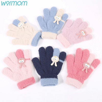 Warmom New Fashion Mănuși pentru copii Iepuraș de desene animate drăguț toamnă și iarnă Mănuși calde tricotate pentru copii Accesorii pentru copii