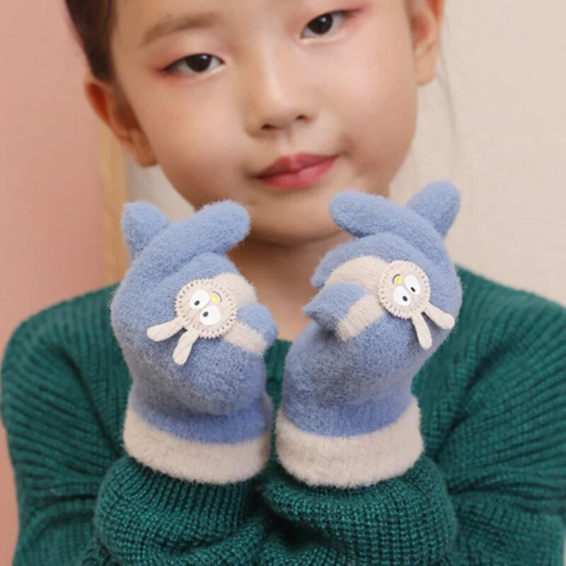Warmom New Fashion Παιδικά Γάντια Χαριτωμένα κινούμενα σχέδια λαγουδάκι φθινοπώρου και χειμώνα Ζεστά πλεκτά γάντια για μωρά Παιδικά αξεσουάρ