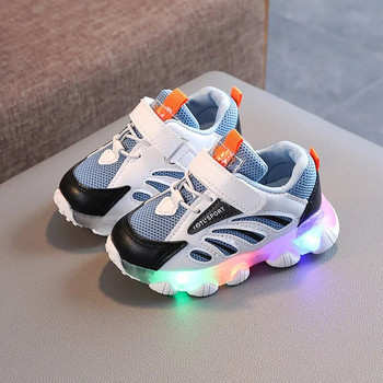 Детски маратонки със светеща подметка Ежедневни обувки Момчета Момичета Дишащи мрежести обувки за бягане Размер 21-30 Обувки за тенис за малки деца