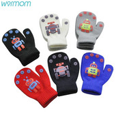 Warmom mielas mažas robotas, spausdintas neslystančios megztos pirštinės kūdikiams naujagimiams aksesuarai vaikams žieminės šiltos kumštinės pirštinės kūdikiams