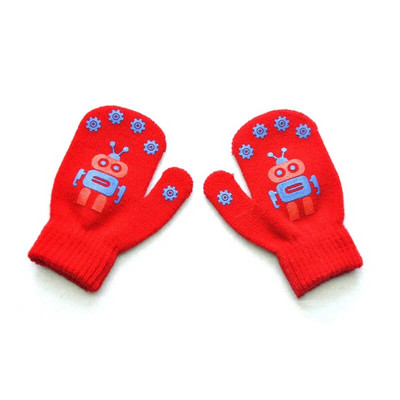 Warmom mielas mažas robotas, spausdintas neslystančios megztos pirštinės kūdikiams naujagimiams aksesuarai vaikams žieminės šiltos kumštinės pirštinės kūdikiams