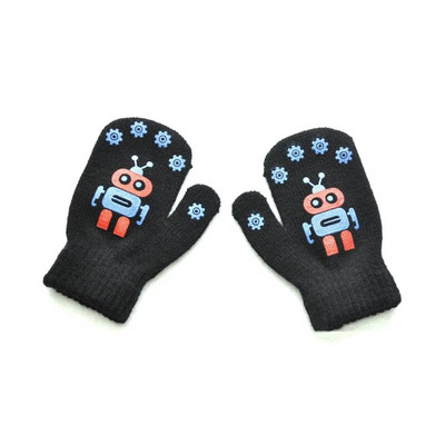 Warmom mielas mažas robotas, spausdintas neslystančios megztos pirštinės kūdikiams naujagimiams aksesuarai vaikams žieminės šiltos kumštinės pirštinės kūdikiams