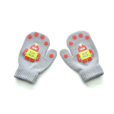 Warmom mielas mažas robotas, spausdintas neslystančios megztos pirštinės kūdikiams naujagimiams aksesuarai vaikams žieminės šiltos kumštinės pirštinės kūdikiams