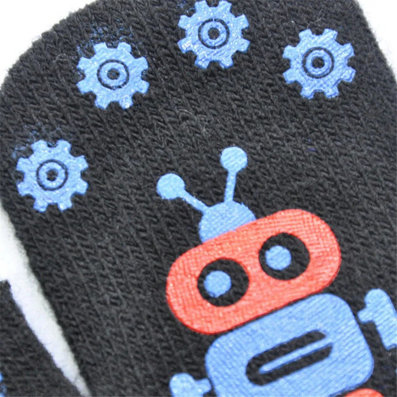 Warmom mielas mažas robotas, spausdintas neslystančios megztos pirštinės kūdikiams naujagimiams aksesuarai vaikams žieminės šiltos kumštinės pirštinės kūdikiams