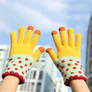 Warmom Boys Girls Children Топли зимни ветроустойчиви печатни бебешки ръкавици с ръкавици за пръсти Удебелени коледни подаръци за деца Деца