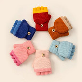 Zimske tople rukavice Šarene dječje rukavice na preklop na pola prsta Mekane pletene rukavice za 4-7 godina Biciklističke rukavice za skijanje na otvorenom