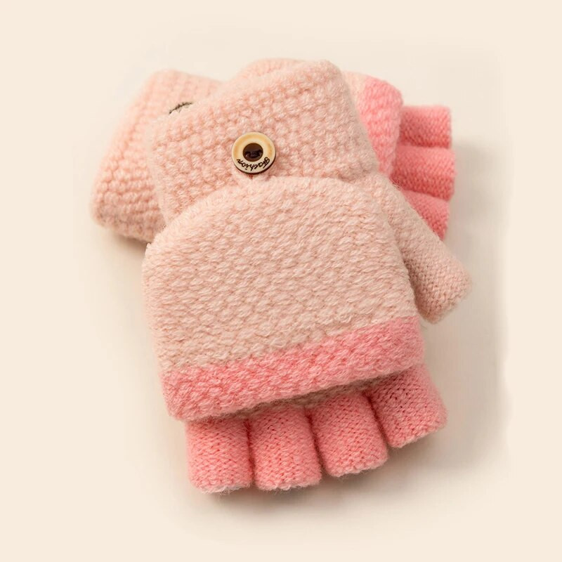 Zimske tople rukavice Šarene dječje rukavice na preklop na pola prsta Mekane pletene rukavice za 4-7 godina Biciklističke rukavice za skijanje na otvorenom