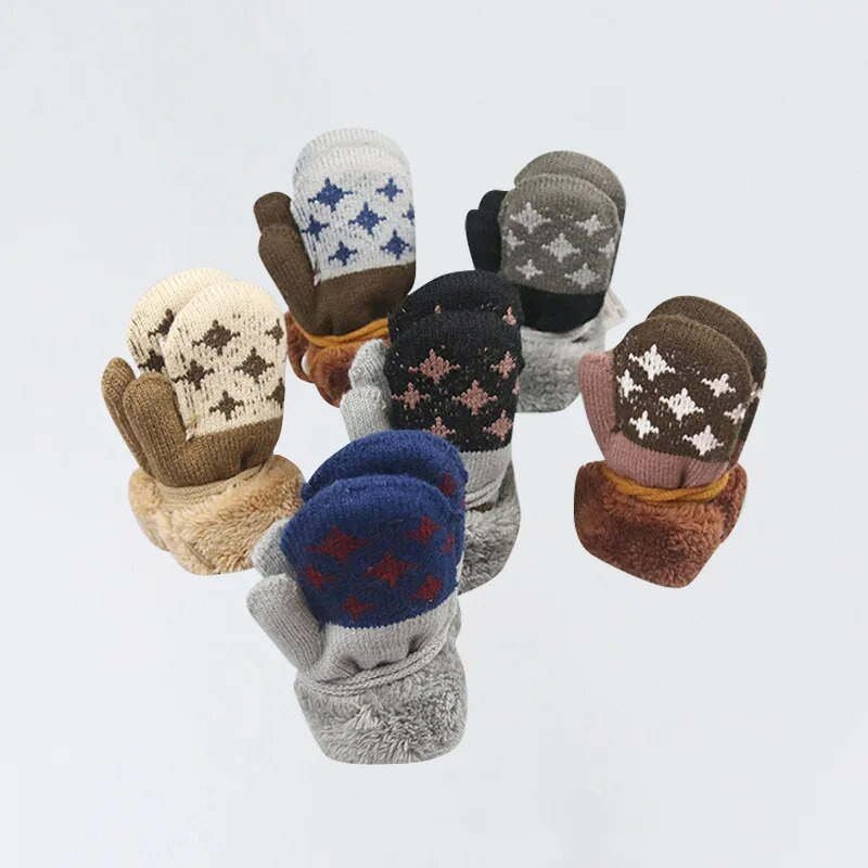 Ζεστά Παιδικά Γάντια Χειμωνιάτικα Ζεστά Μικρό Αστέρι Μοτίβο για Πύκνωση και Ζεστό Χαριτωμένο κινούμενα σχέδια για μωρά αγόρια κορίτσια Κρεμαστά γάντια στον λαιμό