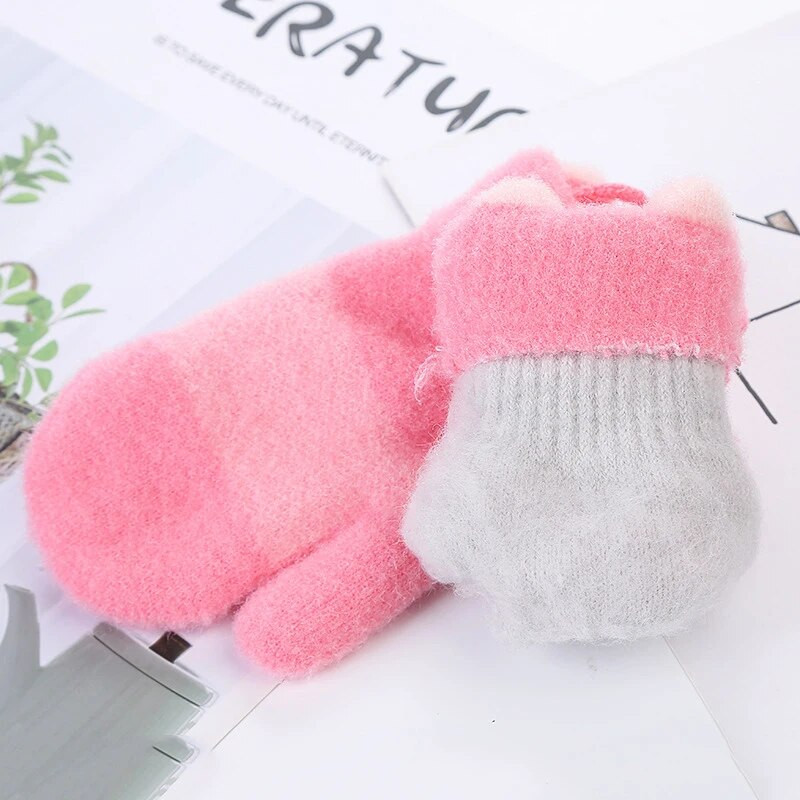 Warmom Honey Love Letters Baby Παιδικά Γάντια για 0-3Y Cute Baby πλεκτά μάλλινα χειμωνιάτικα ζεστά γάντια για αγόρι κορίτσι παιδικά γάντια