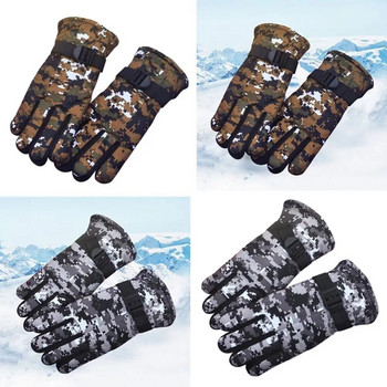 Детски ръкавици Зимни поларени топли камуфлажни ръкавици Детски модни момчета и момичета Дебели ръкавици за ски на открито 7-13 години