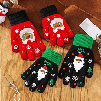 Warmom Нова мода Коледни ръкавици Есенни и зимни спортове Езда Плетени детски ръкавици Коледни ръкавици Удебелени Топли