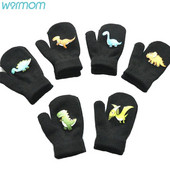 Warmom Παιδικά Χειμωνιάτικα Ζεστά Πλεκτά Γάντια Χαριτωμένα κινούμενα σχέδια Μικρά Γάντια Δεινοσαύρων Χειμερινά Παιδικά Γάντια Βρεφικά Αξεσουάρ Νεογέννητο