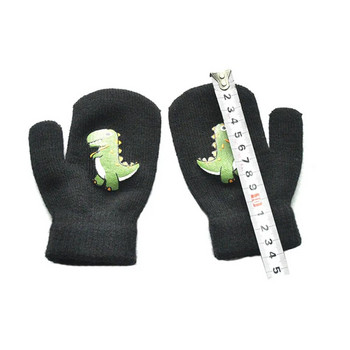 Warmom Детски зимни топли плетени ръкавици Сладък анимационен малък динозавър Ръкавици Зимни детски ръкавици Бебешки аксесоари Новородено