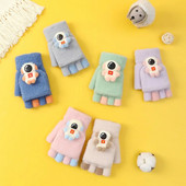 Puspirščiu apverčiamos vaikiškos pirštinės berniukams Mergaitėms 6-13 m. Animacinis kosminis žmogus Minkštos megztos žieminės šiltos kumštinės pirštinės studentams