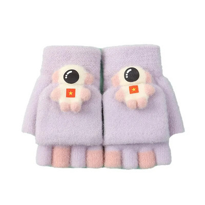 Puspirščiu apverčiamos vaikiškos pirštinės berniukams Mergaitėms 6-13 m. Animacinis kosminis žmogus Minkštos megztos žieminės šiltos kumštinės pirštinės studentams