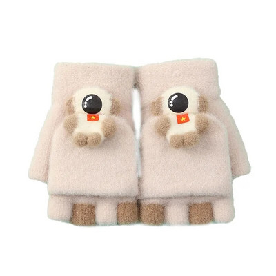 Puspirščiu apverčiamos vaikiškos pirštinės berniukams Mergaitėms 6-13 m. Animacinis kosminis žmogus Minkštos megztos žieminės šiltos kumštinės pirštinės studentams