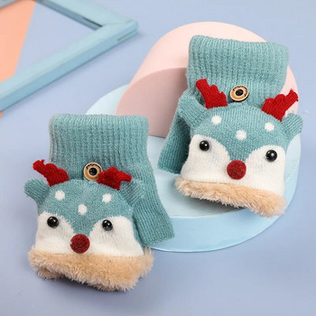 Коледен подарък Warmom Thicken Топли плетени ръкавици Детски флип ръкавици с половин пръст Студентски зимни топли ръкавици Детски ръкавици