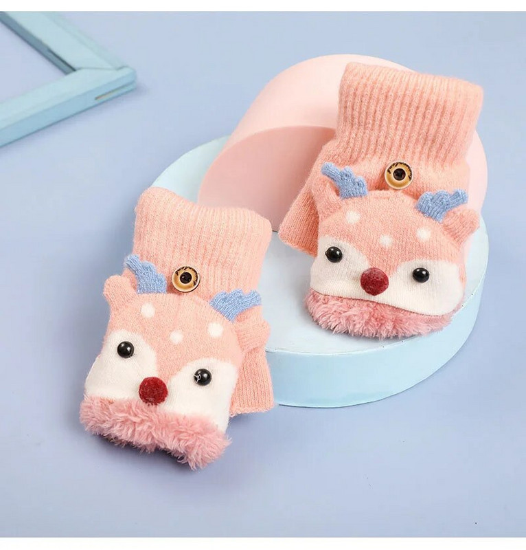 Ζεστό χριστουγεννιάτικο δώρο Χοντρό ζεστά πλεκτά γάντια Παιδικά γάντια με μισό δάχτυλο φοιτητικά χειμωνιάτικα ζεστά γάντια παιδικά γάντια