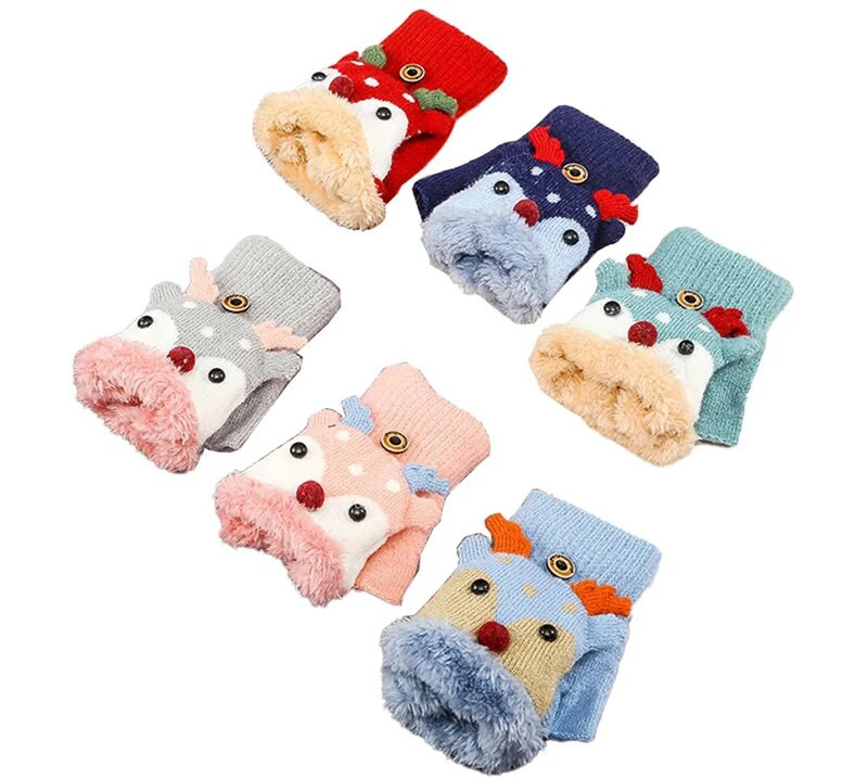 Ζεστό χριστουγεννιάτικο δώρο Χοντρό ζεστά πλεκτά γάντια Παιδικά γάντια με μισό δάχτυλο φοιτητικά χειμωνιάτικα ζεστά γάντια παιδικά γάντια