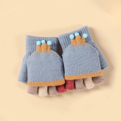 Παιδικά γάντια Warmom Ζεστά χειμωνιάτικα Παχύτητα με μισό δάχτυλο κινούμενα σχέδια Cute Pupils Flip Knitted Gloves Little Rocket Kids mittens