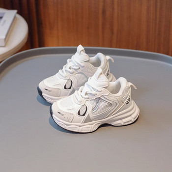 Детски обувки Съвпадение на цветовете Cool Korean Wind Girls Sneakers 2023 Нови летни мрежести детски спортни обувки за момчета Дишащи с връзки