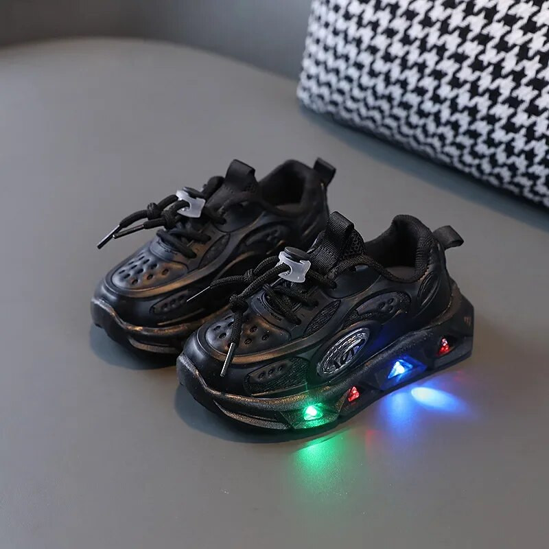 Zapatos Niña 2023 Jauni LED bērnu trenažieri 1–8 gadus veciem zēniem, meiteņu tenisa apavi sporta apavi maziem bērniem.