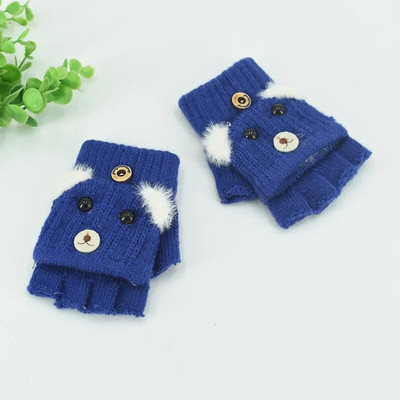 Šiltos vaikiškos kumštinės pirštinės vaikams žieminės penkių pirštų megztos vaikiškos pirštinės Animacinių filmų zuikis Flip Gloves варежки детские зимние