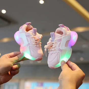 Детски обувки Есен 2021 1-6 години Корейски стил дизайнерски обувки тенис обувки zapatillas informales дантелени LED светещи обувки
