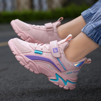 Детски маратонки Ежедневни обувки за момичета Розови удобни кожени спортни обувки за бягане Детски момичета Плоски дишащи обувки