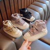 Vaikiški Šilti medvilniniai batai mergaitėms Madingi vaikiški batai Aukštos platformos sportbačiai berniukams Neslystantys plius aksominiai sportiniai batai Tênis