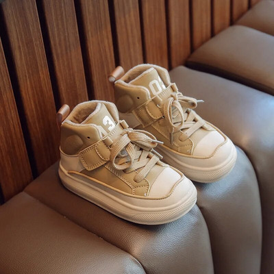 Vaikiški Šilti medvilniniai batai mergaitėms Madingi vaikiški batai Aukštos platformos sportbačiai berniukams Neslystantys plius aksominiai sportiniai batai Tênis