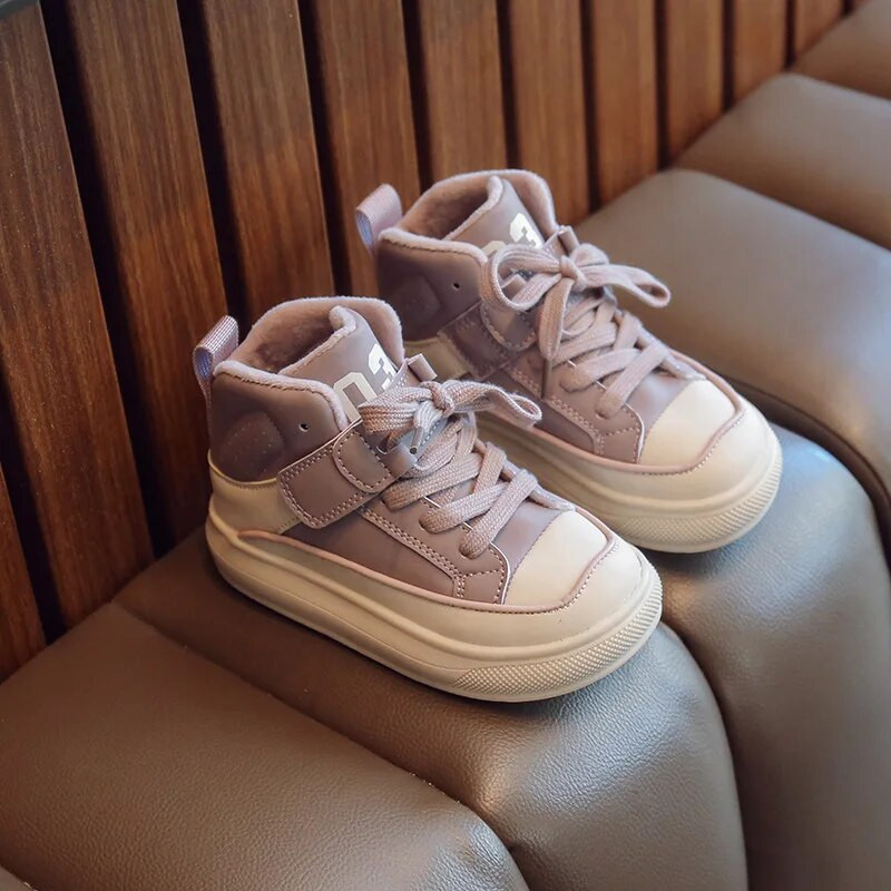 Vaikiški Šilti medvilniniai batai mergaitėms Madingi vaikiški batai Aukštos platformos sportbačiai berniukams Neslystantys plius aksominiai sportiniai batai Tênis