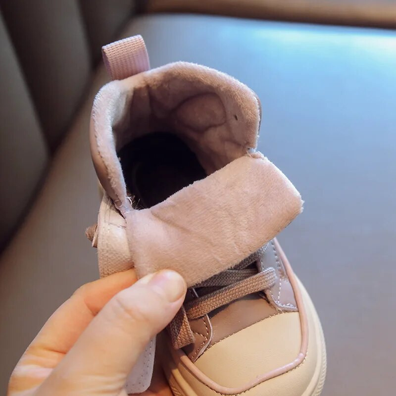 Vaikiški Šilti medvilniniai batai mergaitėms Madingi vaikiški batai Aukštos platformos sportbačiai berniukams Neslystantys plius aksominiai sportiniai batai Tênis