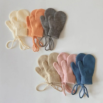2023 Бебешки зимни ръкавици Вълнени бонбонени ръкавици с ръкавици за деца Момичета Момчета Аксесоари Топли Детски ръкавици