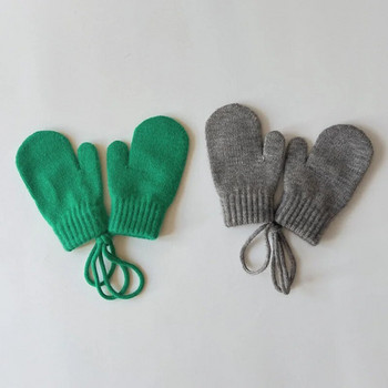2023 Βρεφικά χειμωνιάτικα γάντια Wool Candy Color Halter Γάντια για Παιδιά Κορίτσια Αγόρια Αξεσουάρ Παιδικά Γάντια ζεστά Kintted