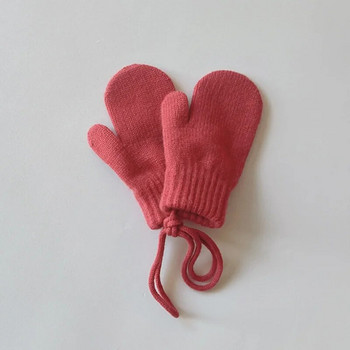 2023 Βρεφικά χειμωνιάτικα γάντια Wool Candy Color Halter Γάντια για Παιδιά Κορίτσια Αγόρια Αξεσουάρ Παιδικά Γάντια ζεστά Kintted