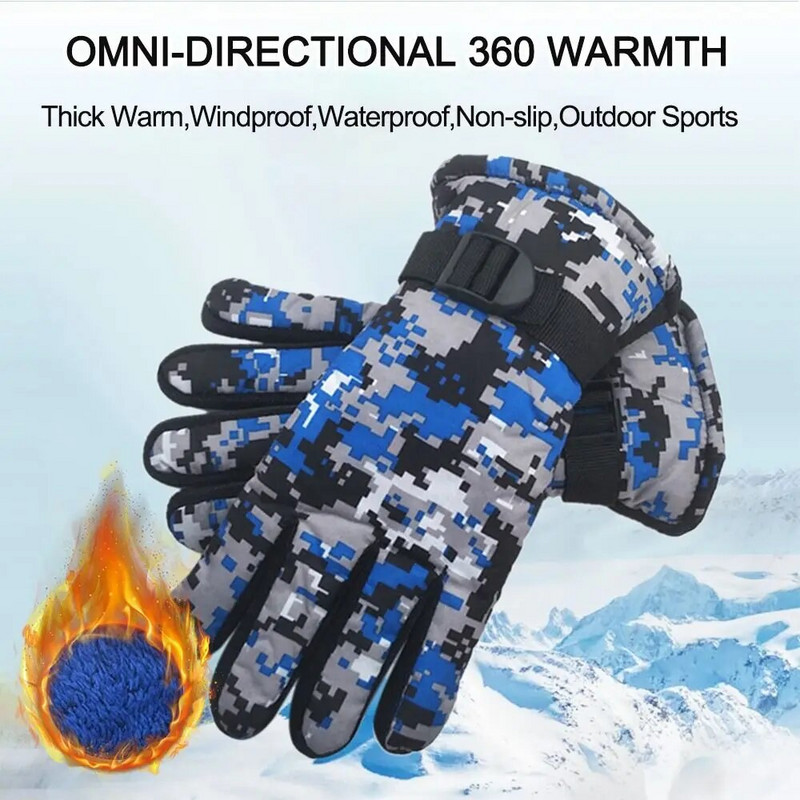 Παιδικά γάντια Winter Fleece Γάντια Ζεστού Καμουφλάζ Παιδιά Μόδας Αγόρια και Κορίτσια Χοντρά γάντια σκι εξωτερικού χώρου 7-13 ετών