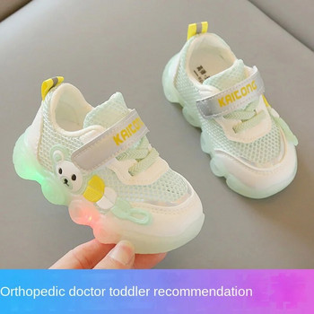 Обувки за малко дете Светещи обувки за момиченце Летни бебешки обувки Меко дъно Нехлъзгащо се Пролет и есен 0-1 години 2 Дишаща мрежа