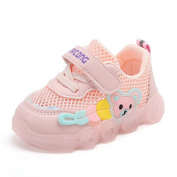 Обувки за малко дете Светещи обувки за момиченце Летни бебешки обувки Меко дъно Нехлъзгащо се Пролет и есен 0-1 години 2 Дишаща мрежа