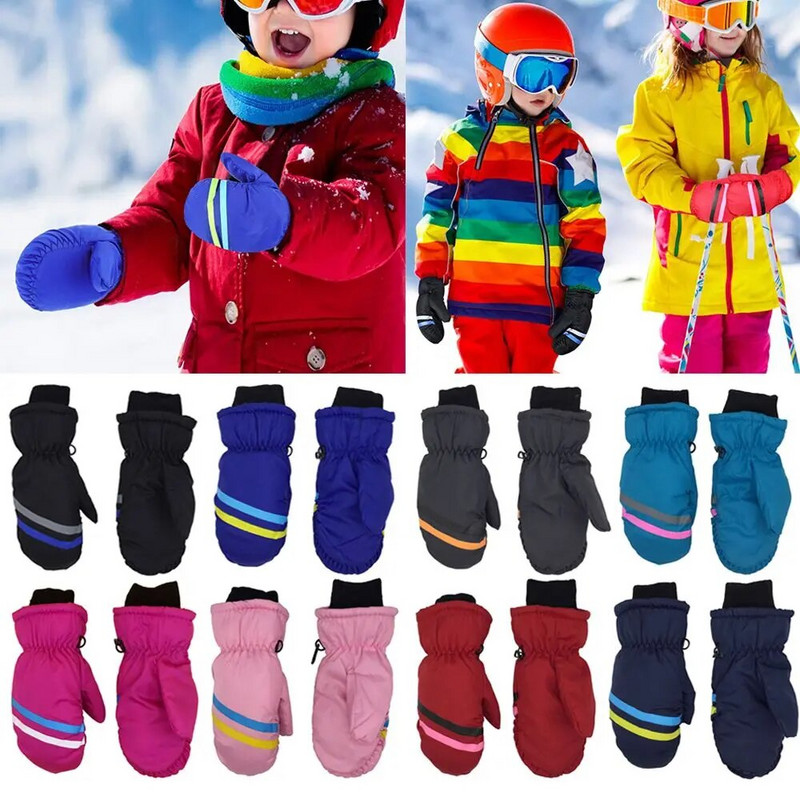 Uued lapsed Lapsed Talvine Lumi Soojad Kindad Poiss Tüdrukud Suusad Lumelaud Tuulekindel Veekindel Paks Hoida Soojas Talvine must