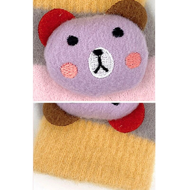 Warmom Cartoon Bear Vaikiškos pirštinės rudens žiemos šiltos pliušinės pirštinės berniukams mergaitėms kūdikiams kūdikiams megztos puspirštės pirštinės