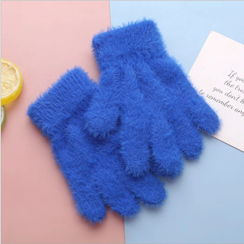 Warmom χειμωνιάτικα ζεστά παιδικά γάντια πλέξιμο για μωρά για κορίτσια αγόρια Μαλακά γάντια βελούδινα πλεκτά γάντια με πλήρη δάχτυλα Γάντια για 7-14 ετών