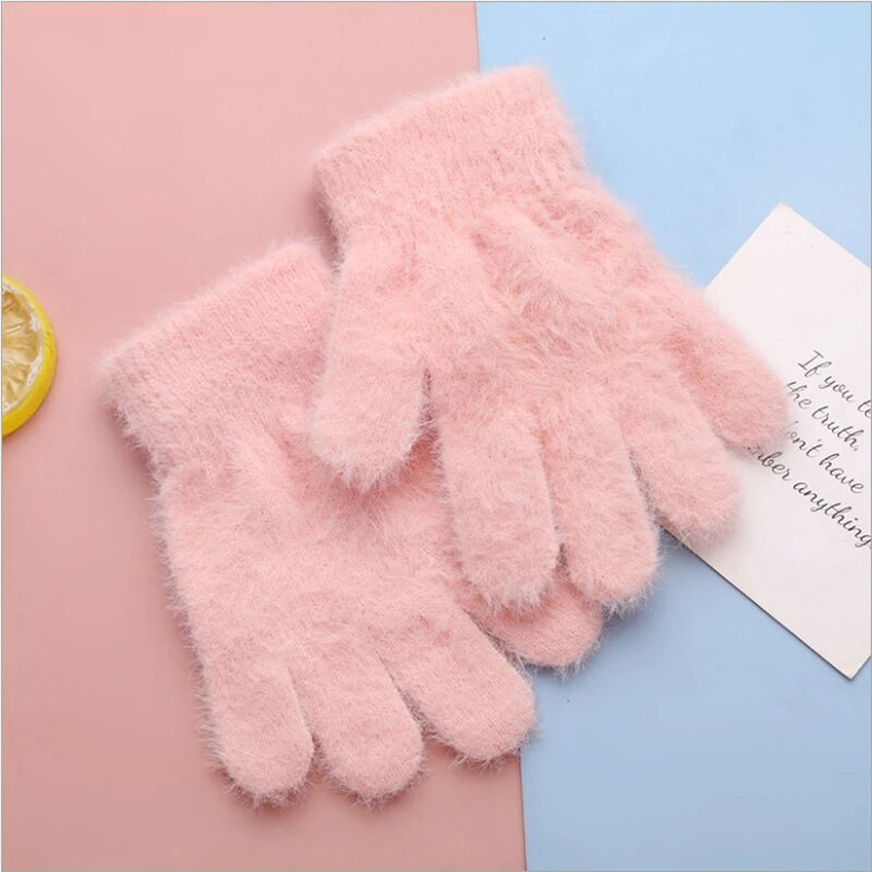 Warmom χειμωνιάτικα ζεστά παιδικά γάντια πλέξιμο για μωρά για κορίτσια αγόρια Μαλακά γάντια βελούδινα πλεκτά γάντια με πλήρη δάχτυλα Γάντια για 7-14 ετών