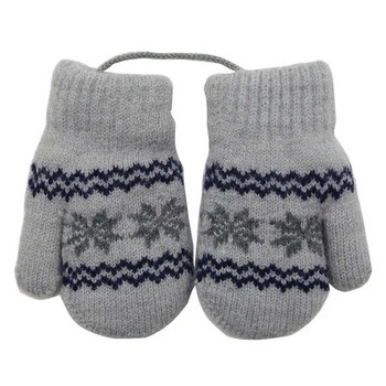 Warmom 0-2Y Χαριτωμένα παιδικά γάντια Παιδικά Χειμερινά πλεκτά γάντια για αγόρια Κοριτσάκι Μικρή νιφάδα χιονιού Μαλλί αλπακά Μαλακό ζεστό μωρό γάντι